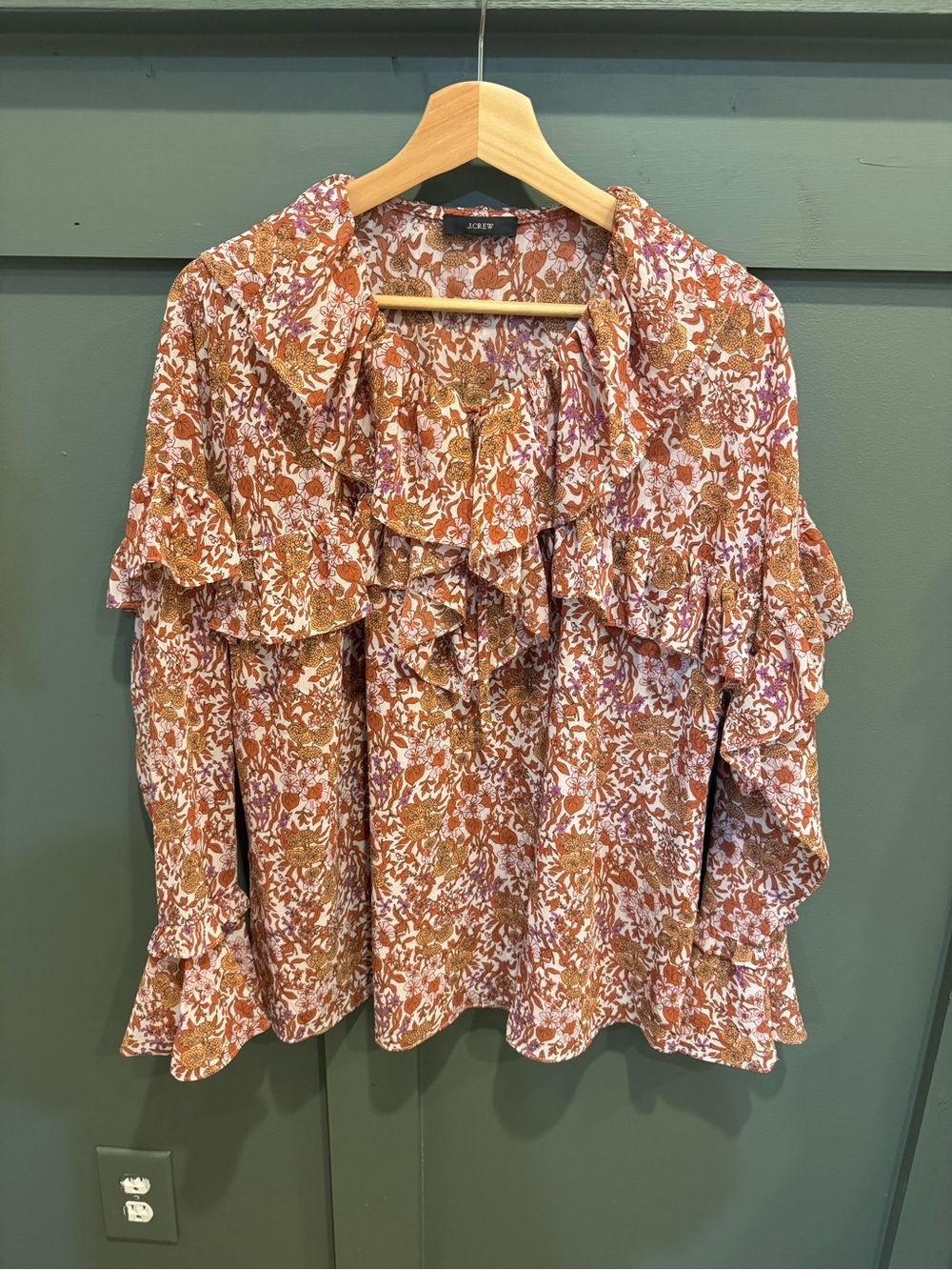 J. Crew Ruffle Chiffon Top in Fete Floral